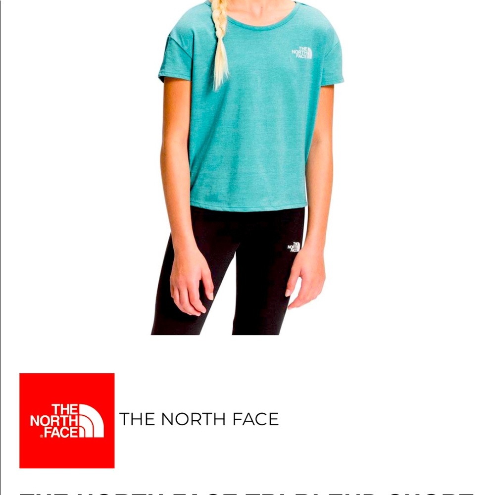 NWT Girls The North Face Tri-Blend Tee Bristol Blue Size Medium